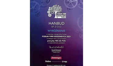 Hanbud w czołówce Rankingu Najcenniejszych Firm Rodzinnych