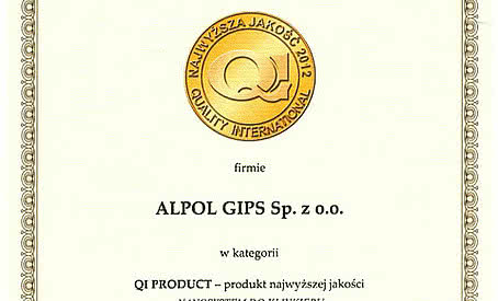 Alpol ze Złotym Godłem Najwyższa Jakość Quality International 2012